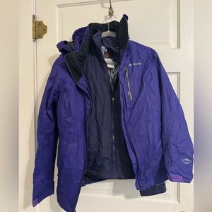Columbia Omni-heat, Omni-tech ski shell and puffer jacket. Size small. Purple!